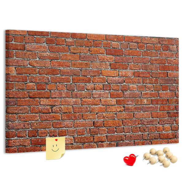 Tablero de anuncios diseño de pared de ladrillo en tonos cálidos