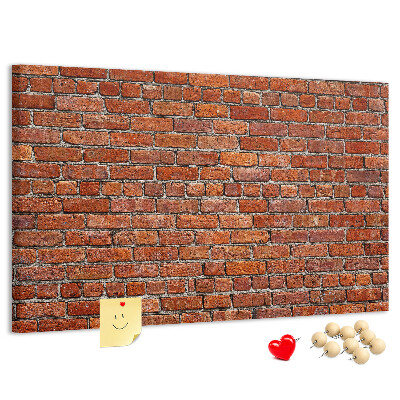 Tablero de anuncios diseño de pared de ladrillo en tonos cálidos