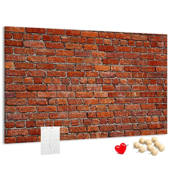 Tablero de anuncios diseño de pared de ladrillo en tonos cálidos