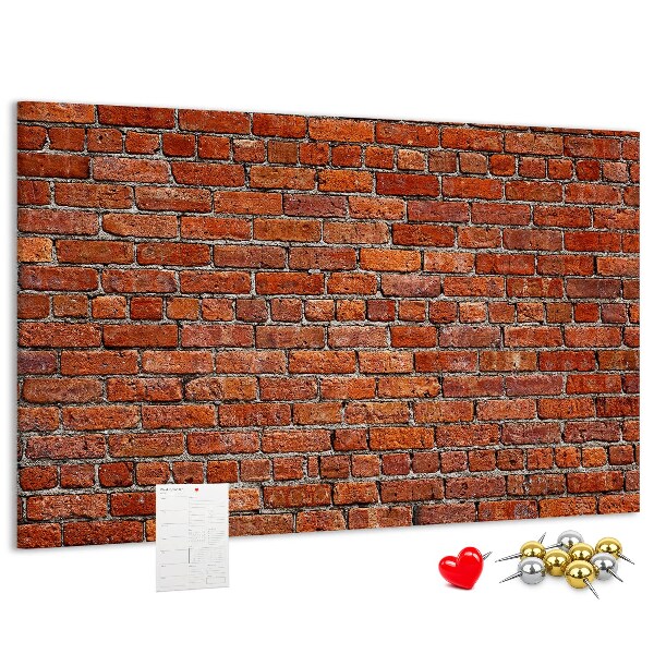 Tablero de anuncios diseño de pared de ladrillo en tonos cálidos