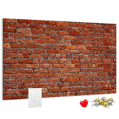 Tablero de anuncios diseño de pared de ladrillo en tonos cálidos