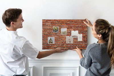 Tablero de anuncios diseño de pared de ladrillo en tonos cálidos
