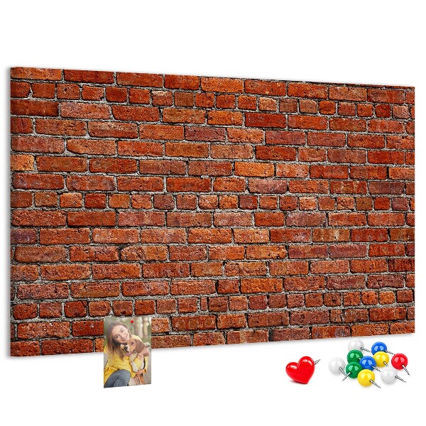 Tablero de anuncios diseño de pared de ladrillo en tonos cálidos