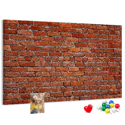 Tablero de anuncios diseño de pared de ladrillo en tonos cálidos