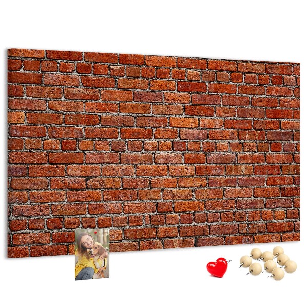 Tablero de anuncios diseño de pared de ladrillo en tonos cálidos