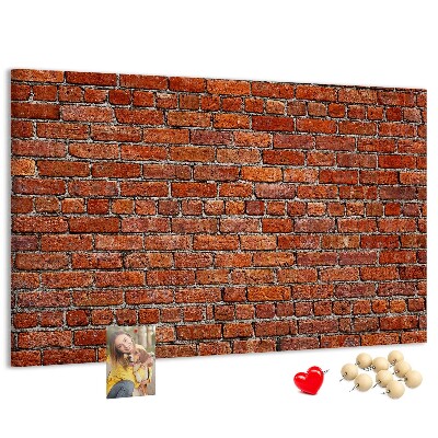 Tablero de anuncios diseño de pared de ladrillo en tonos cálidos