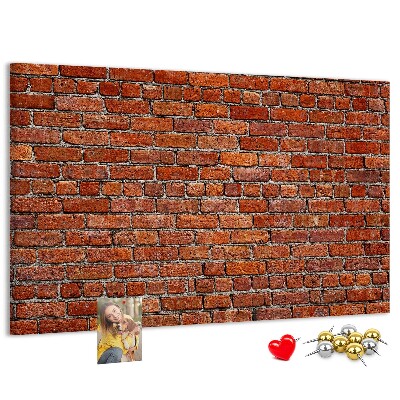Tablero de anuncios diseño de pared de ladrillo en tonos cálidos