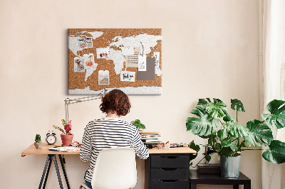 Tablero de corcho decorativo mapa del mundo para colocar con chinchetas