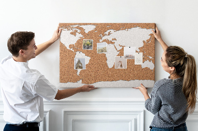 Tablero de corcho decorativo mapa del mundo para colocar con chinchetas