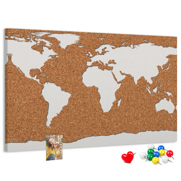 Tablero de corcho decorativo mapa del mundo para colocar con chinchetas