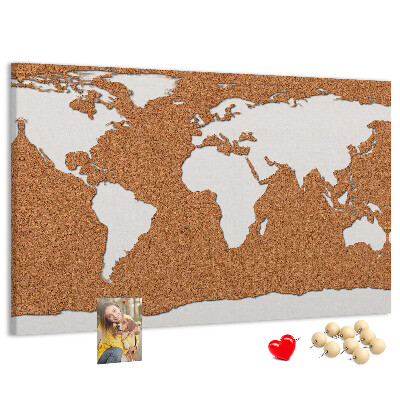Tablero de corcho decorativo mapa del mundo para colocar con chinchetas
