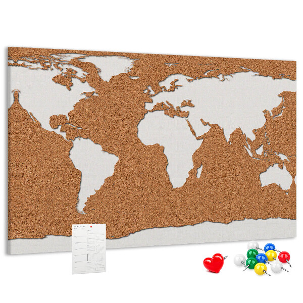 Tablero de corcho decorativo mapa del mundo para colocar con chinchetas