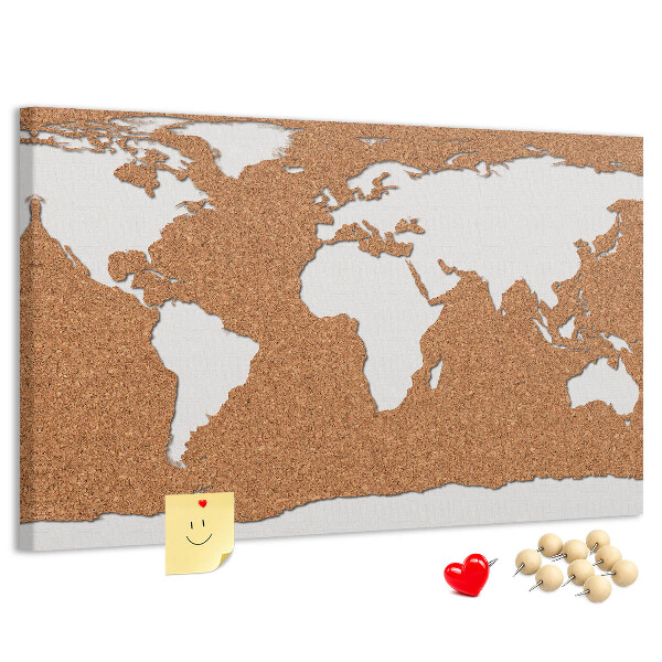 Tablero de corcho decorativo mapa del mundo para colocar con chinchetas