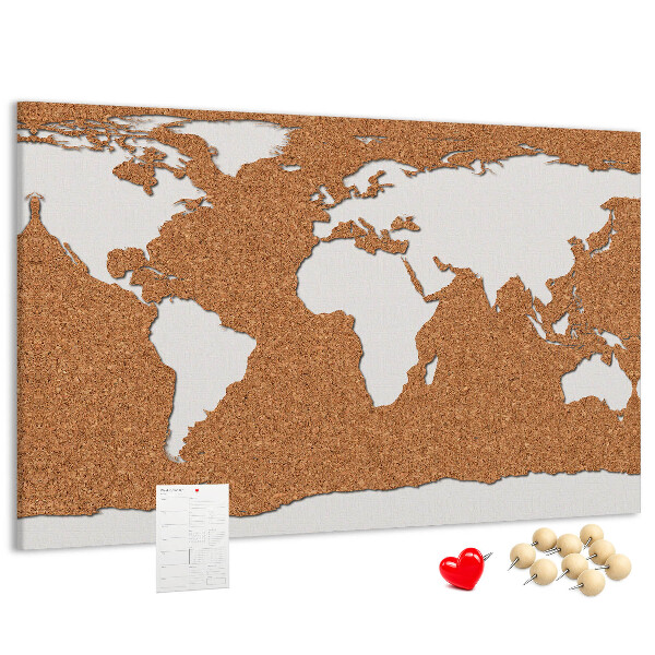 Tablero de corcho decorativo mapa del mundo para colocar con chinchetas