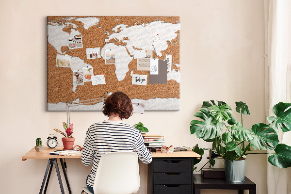 Tablero de corcho decorativo mapa del mundo para colocar con chinchetas