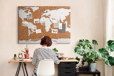 Tablero de corcho decorativo mapa del mundo para colocar con chinchetas