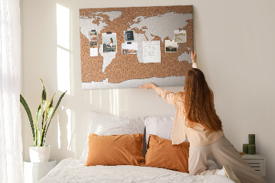 Tablero de corcho decorativo mapa del mundo para colocar con chinchetas