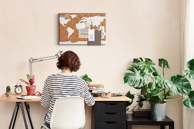 Tablero de corcho decorativo mapa del mundo para colocar con chinchetas