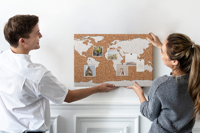 Tablero de corcho decorativo mapa del mundo para colocar con chinchetas