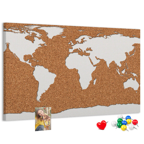 Tablero de corcho decorativo mapa del mundo para colocar con chinchetas