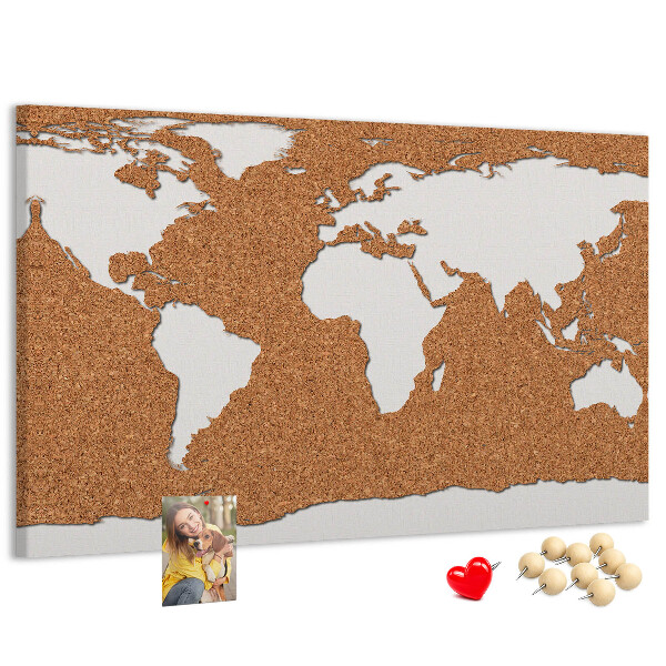 Tablero de corcho decorativo mapa del mundo para colocar con chinchetas