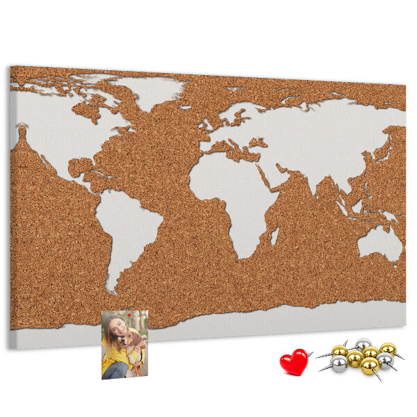 Tablero de corcho decorativo mapa del mundo para colocar con chinchetas
