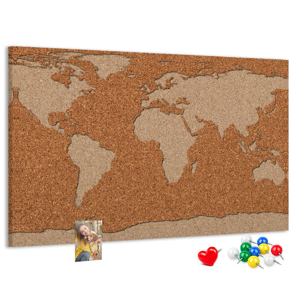 Tablero de anuncios mapamundi de corcho