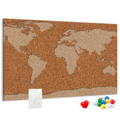 Tablero de anuncios mapamundi de corcho