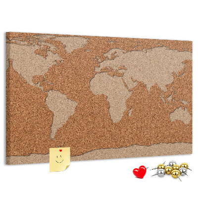 Tablero de anuncios mapamundi de corcho