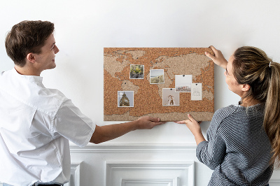 Tablero de anuncios mapamundi de corcho