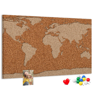 Tablero de anuncios mapamundi de corcho