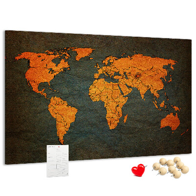 Pizarra de corcho mapa del mundo antiguo en tonos marrones