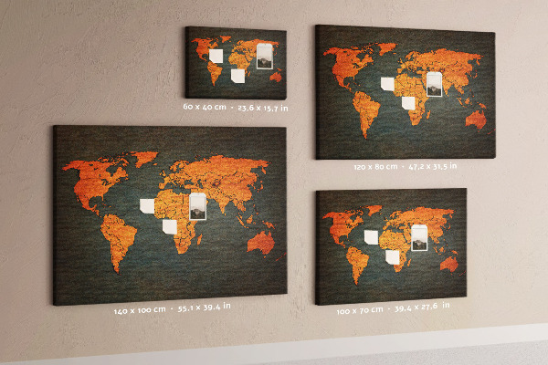 Pizarra de corcho mapa del mundo antiguo en tonos marrones