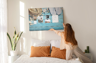 Tablero de corcho decorativo con diseño temático de accesorios de playa para el verano
