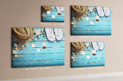 Tablero de corcho decorativo con diseño temático de accesorios de playa para el verano