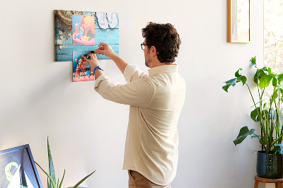 Tablero de corcho decorativo con diseño temático de accesorios de playa para el verano
