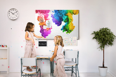 Tablero de anuncios diseño de nubes de pintura coloridas en movimiento