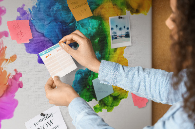 Tablero de anuncios diseño de nubes de pintura coloridas en movimiento