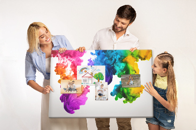 Tablero de anuncios diseño de nubes de pintura coloridas en movimiento