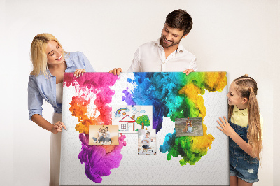 Tablero de anuncios diseño de nubes de pintura coloridas en movimiento