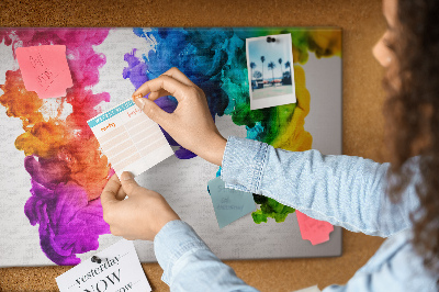 Tablero de anuncios diseño de nubes de pintura coloridas en movimiento
