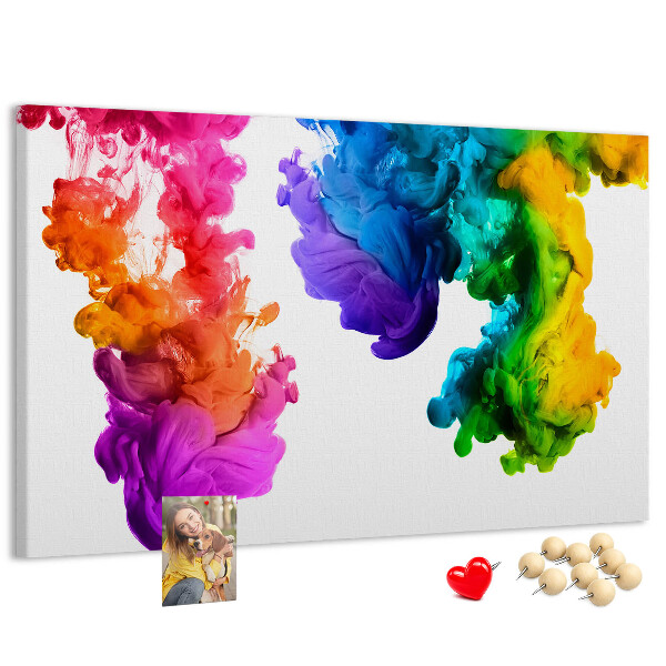 Tablero de anuncios diseño de nubes de pintura coloridas en movimiento