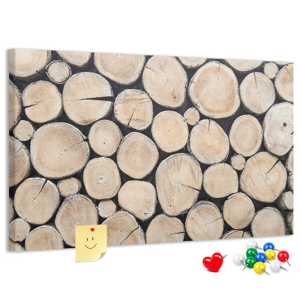 Tablero de corcho decorado Círculos de madera natural en el fondo