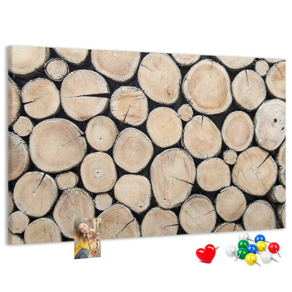 Tablero de corcho decorado Círculos de madera natural en el fondo