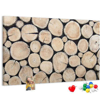 Tablero de corcho decorado Círculos de madera natural en el fondo
