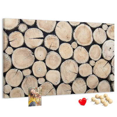 Tablero de corcho decorado Círculos de madera natural en el fondo