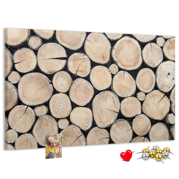 Tablero de corcho decorado Círculos de madera natural en el fondo