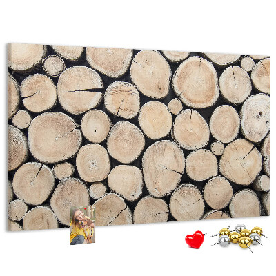 Tablero de corcho decorado Círculos de madera natural en el fondo
