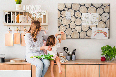 Tablero de corcho decorado Círculos de madera natural en el fondo