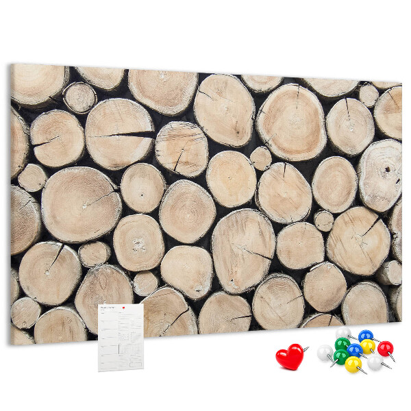 Tablero de corcho decorado Círculos de madera natural en el fondo